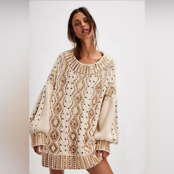 Free People gilded cable embellished sweater - Picture 2 of 5